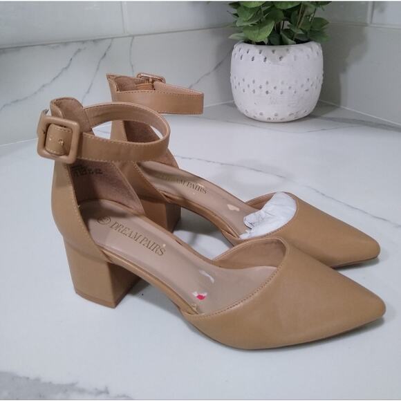 [D104] DREAM PAIRS Pointed Toe Chunky Mid Heel Pumps, Size 7.5 - Picture 2 of 8